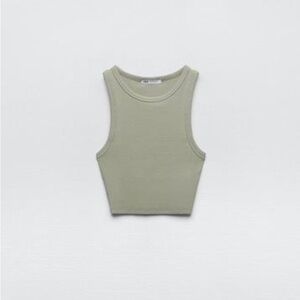ZARA Sage Ribbed Top_MEDIUM